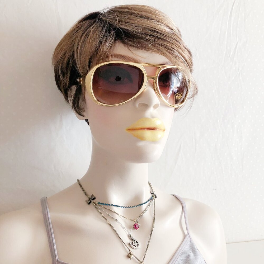 Gold Metallic Aviator Sunglasses